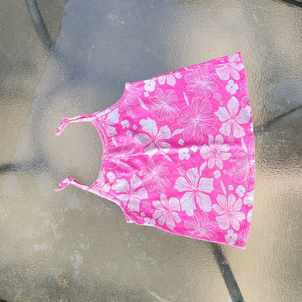 Pink and White Hawaiian Floral Tank 5T Girls